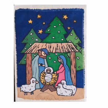 Julkort, Jesusbarnet i krubban, brevkort med kuvert