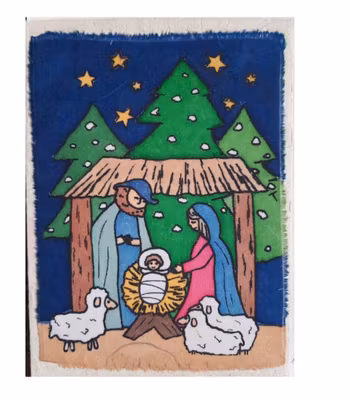 Julkort, Jesusbarnet i krubban, brevkort med kuvert