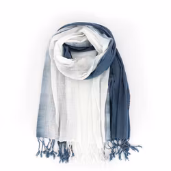Sjal, bomull, vit-blå