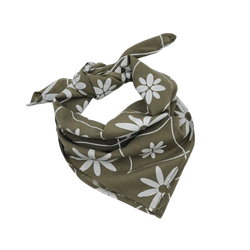 Halsduk, bandana, scarf, olivgrön, vitt mönster
