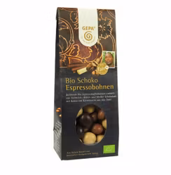 Chokladgodis Espressobönor, doppade i tre sorters choklad, ekologisk