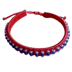 Armband Massej, rött med pärlor, justerbart
