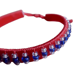 Armband Massej, rött med pärlor, justerbart