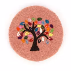 Underlägg Livets träd, vintage-rosa, tovat