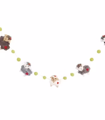 Girlang, tovade små gulliga moln-får med pingla