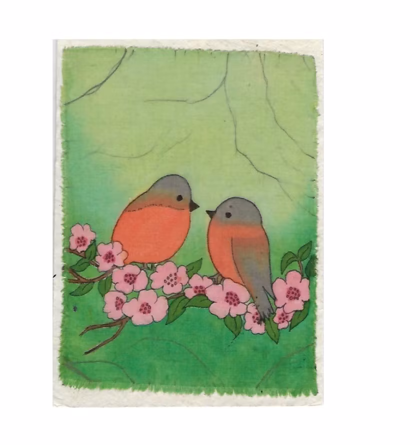Brevkort med kuvert, Kärlekskvitter, batik