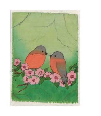 Brevkort med kuvert, Kärlekskvitter, batik