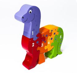 Pusseldjur i trä, Dino, dinosaurie, siffror 1- 5