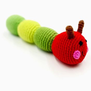 Tygskallra Larv, virkad, 22 cm lång