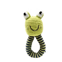 Tygskallra Lilla grodan, virkad, 17 cm