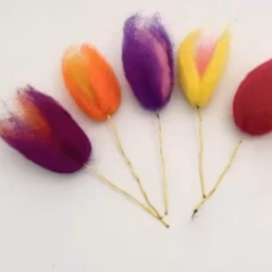 Påskvippor, tovade, 5 styck i olika färger