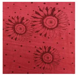 Sjal, scarf, bomull/siden, Blommor, röd