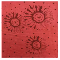 Sjal, scarf, bomull/siden, Blommor, röd