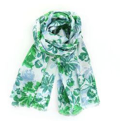 Sjal, bomull, Grön blomsteräng,