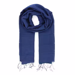 Sjal, scarf, bomull/siden, Mörkblå