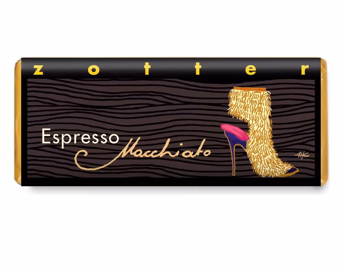 Zotter, Espresso Macchiato,  mörk chokladpralin, ekologisk