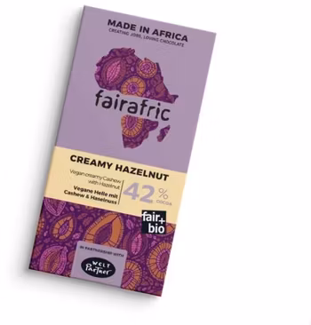 Fairafric, Cashew Hasselnöt, vegan, ekologisk choklad