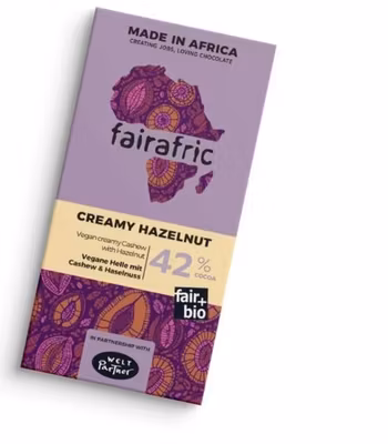 Fairafric, Cashew Hasselnöt, vegan, ekologisk choklad