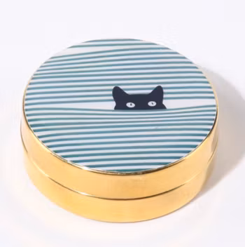 Nipperask med lock, Katt, mässing