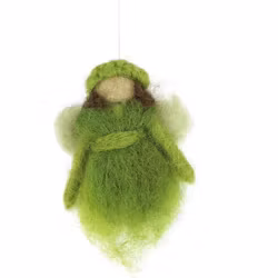 Liten god fe, ängel, maskot, tovad, grön