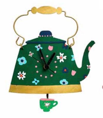Väggklocka med pendel, Vattenkittel Teatime, recycling metall