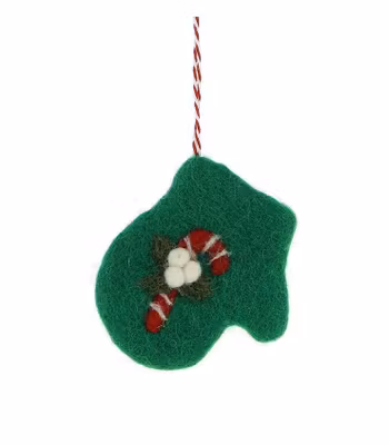 Juldeko Liten vante med polkastång, tovad