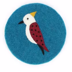Underlägg Fågel, turkos, runt, tovat