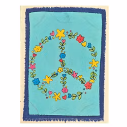 Brevkort med kuvert, Peace, Fredsmärket, batik