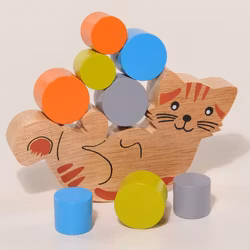 Balansspel i trä, Lekande katt, nio delar