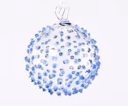 Glaskula, Piggig snöboll, blå, till julgranen