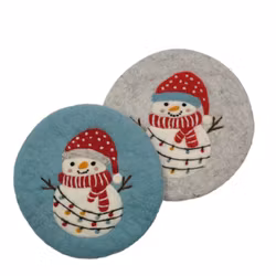 Underlägg Snögubbe med ljusslinga, tovat