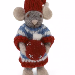 Julhänge Vintermus med julkula, tovad