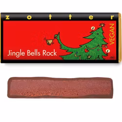 Zotter Jingle Bells Rock, mörk chokladpralin, rödvinsganache, ekologisk