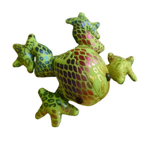 Sanddjur, Liten groda, grön-gul, glittrigt mönster