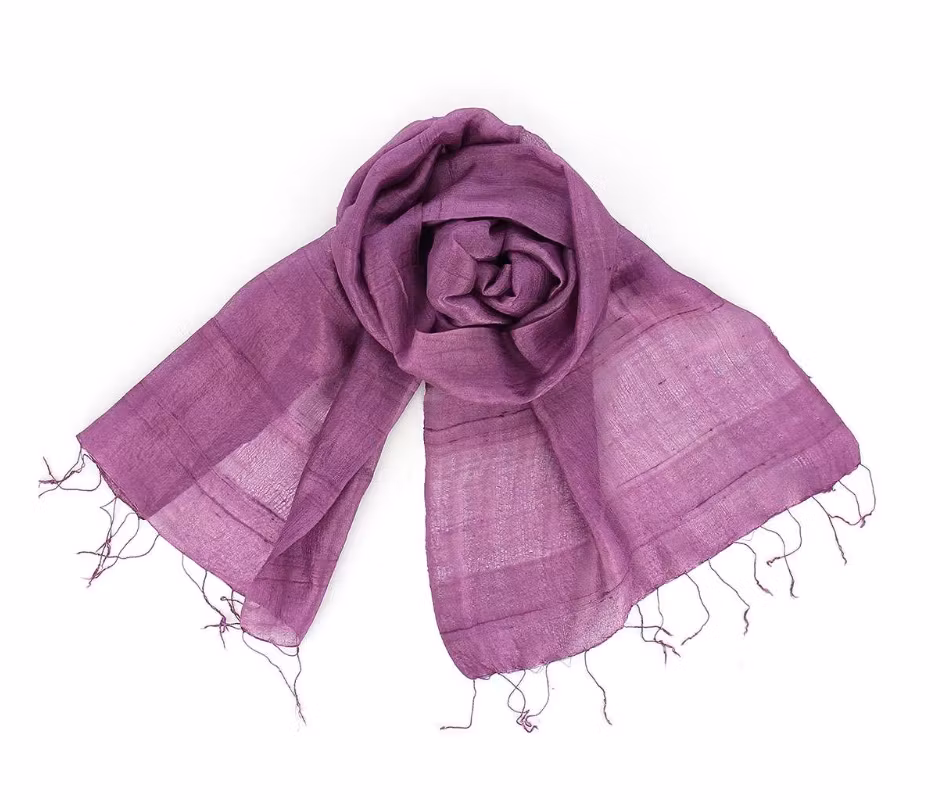 Sjal, siden, Ametist lila. Fair Trade.