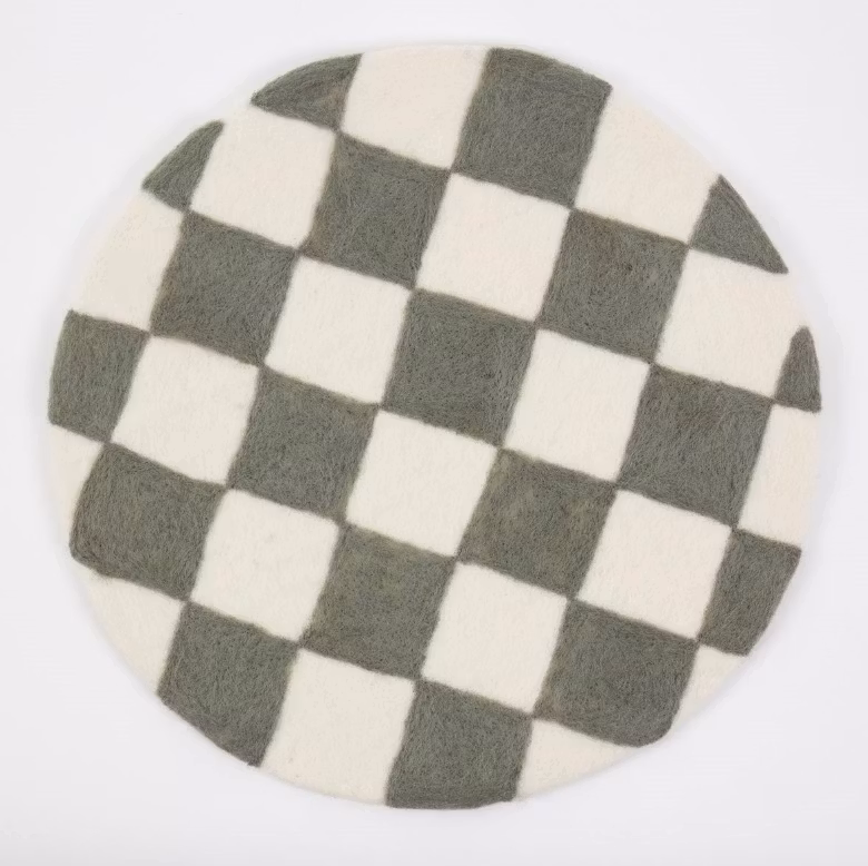 Sittdyna Chess, schackbrädsmönster i grå och offwhite, tovad, World of Craft