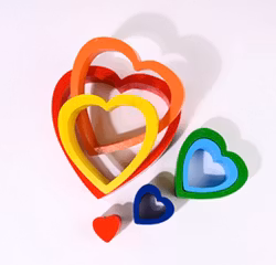 Pussel, Regnbågshjärta, 7 delar, trä