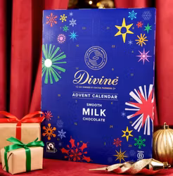 Divine Adventskalender 2025, mjölkchoklad, Fairtrade