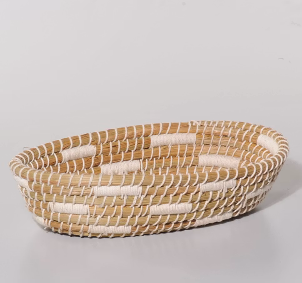 Brödkorg Oval, natur-vit, sjögräs, bomull