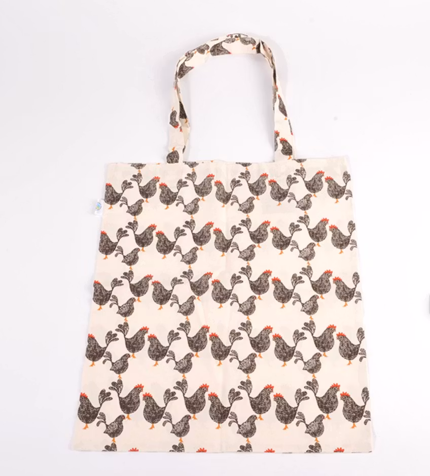 Tygkasse Hönsflock, bomull. Fair Trade Indien.