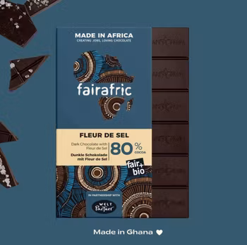 Fairafric Mörk choklad 80%, med havssalt, eko, vegan
