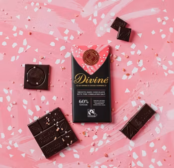 Divine Mörk choklad 60 %, med rosa Himalaya-salt