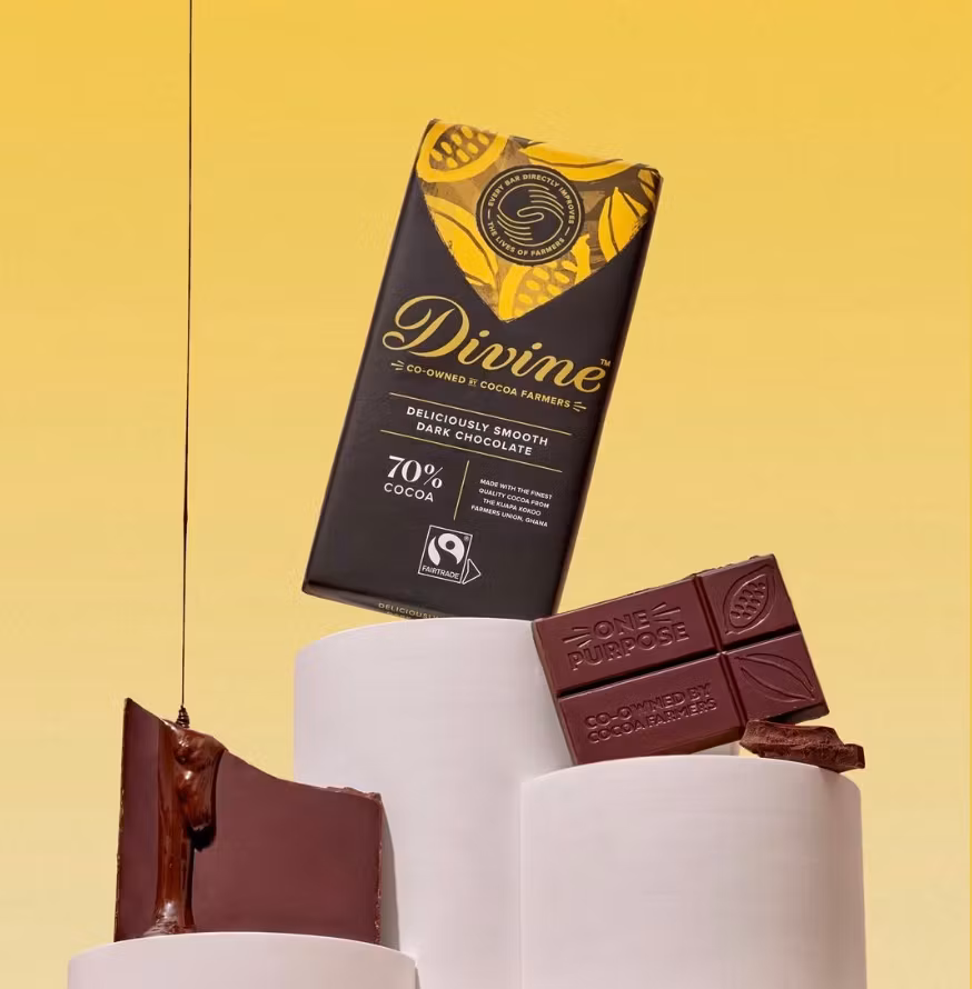 Divine choklad klassikt mörk, 70 % kakaohalt. Ren njutning, ren choklad, inte smaksatt.
