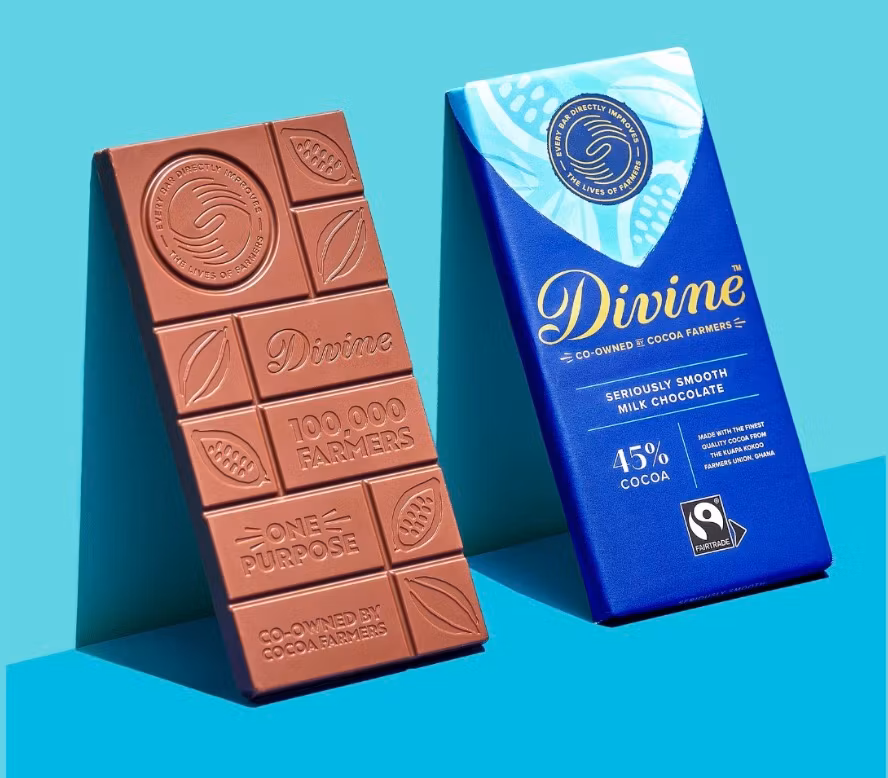 Divine mjölkchoklad med ovanligt hög andel kakao, 45 %. Smakar ljuvligt gott!