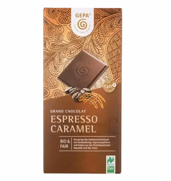Mjölkchoklad Grand Espresso Caramel, eko