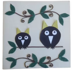 Brevkort m kuvert, Två ugglor på gren