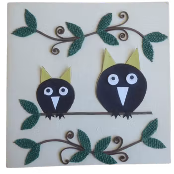 Brevkort m kuvert, Två ugglor på gren