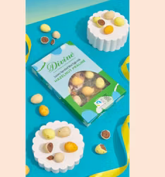 Spräckliga Mini påskägg, mjölkchoklad med hasselnötskräm