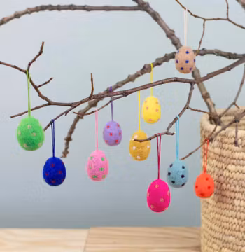 Påskhänge, påskägg, Egg dotted, 10 styck, små, tovade