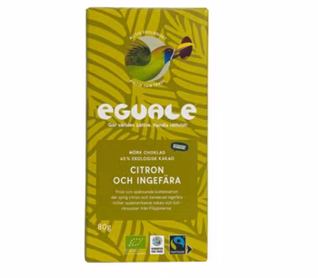 Eguale Mörk choklad 60%, Citron & Ingefära, eko, vegan